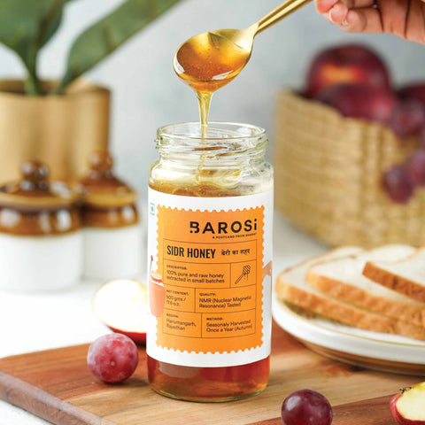 Barosi Sidr Honey 500 gm, Pure, Raw and Unprocessed Wild Berry Honey, Natural Superfood, Sustainable Glass Packaging