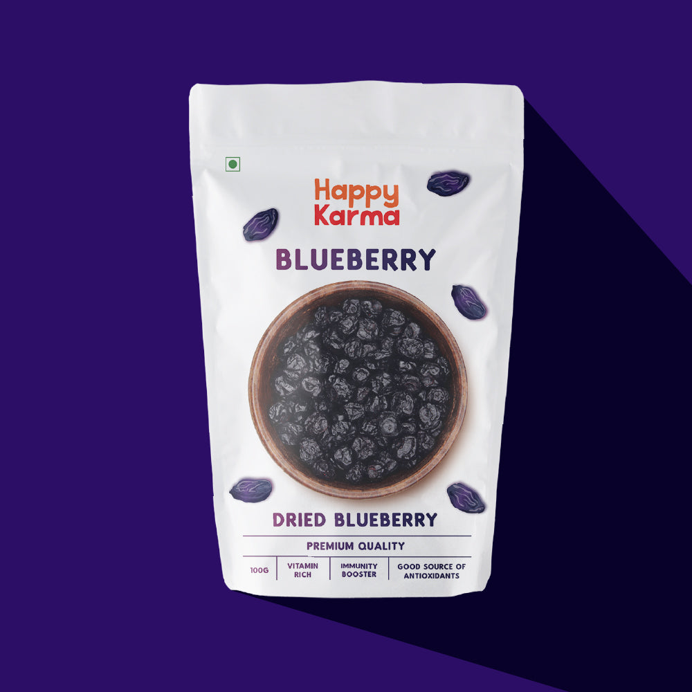 Happy Karma Dried Blueberry 100g | Dry Fruits | 100% natural | Rich in antioxidants