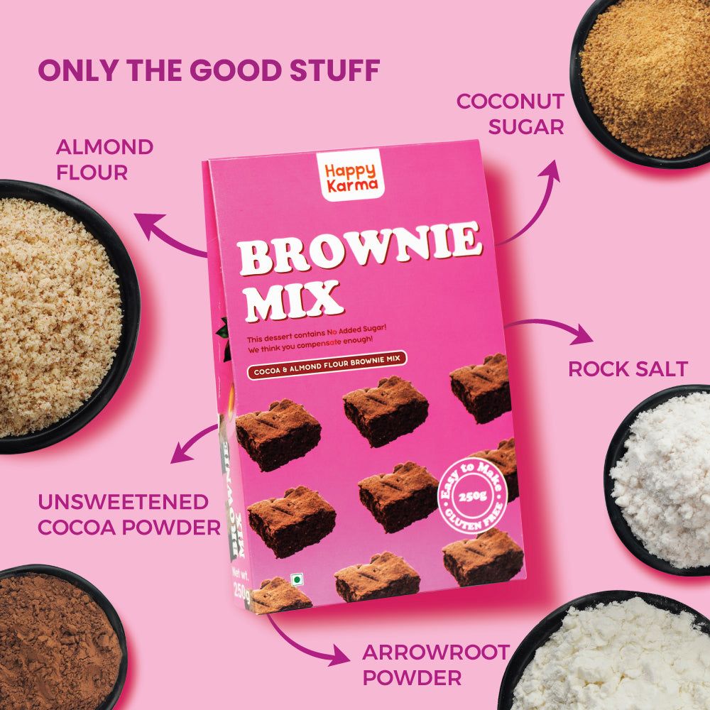 Happy Karma Brownie Mix | 250g |Cocoa & Almond flour Brownie mix | Easy to make | Gluten free