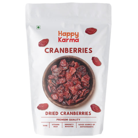Happy Karma Dried Cranberries 100g*2 | Dry Fruits | 100% natural | Rich in antioxidants