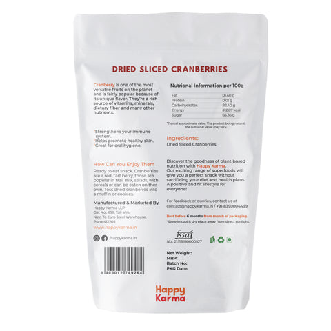 Happy Karma Dried Cranberries 100g*2 | Dry Fruits | 100% natural | Rich in antioxidants