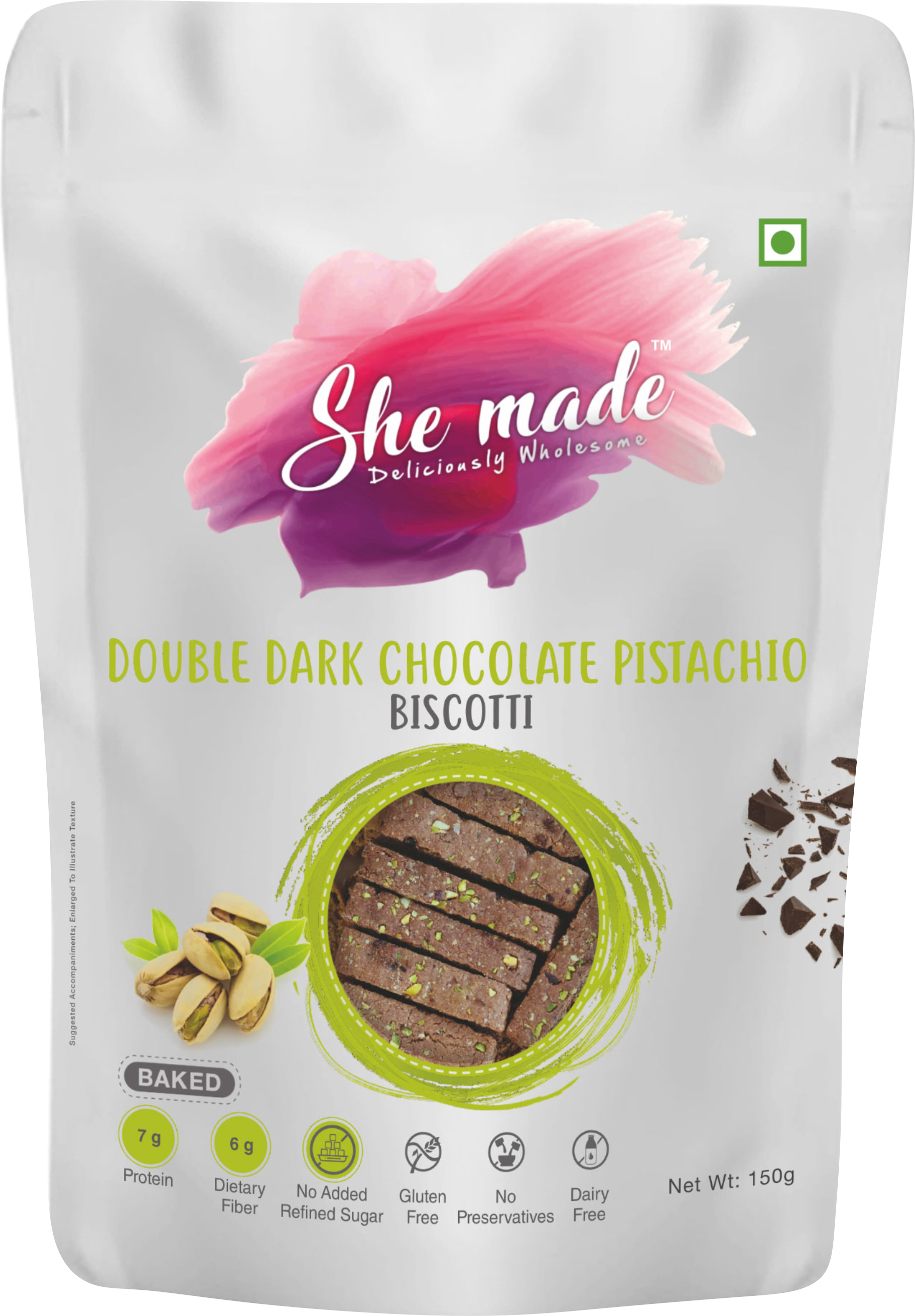 Biscotti - Double Dark Chocolate Pistachio 150 gms