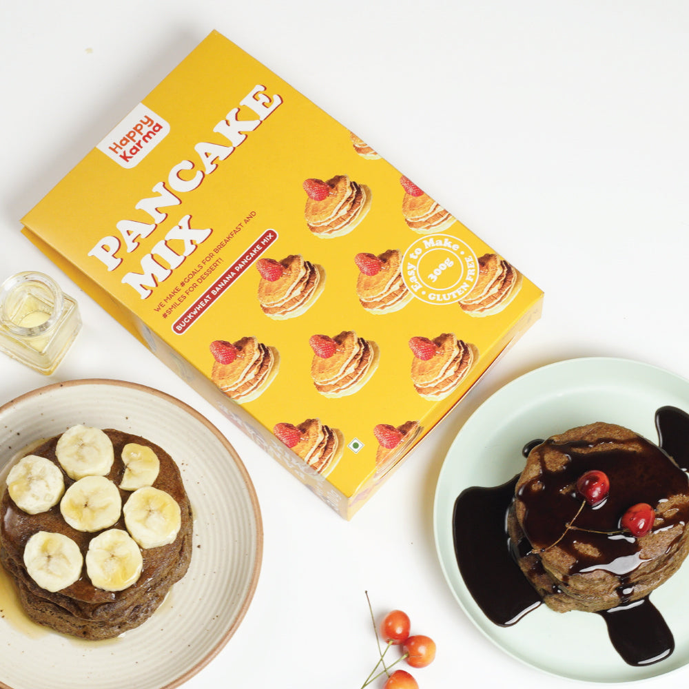 Happy Karma Pancake Mix | 300g | Buckwheat Banana Pancake Mix |Easy to make | Gluten free