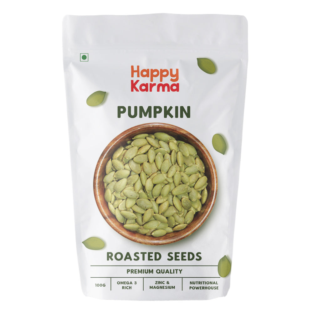 Happy Karma Roasted Pumpkin Seeds 100g*2 | Immunity Boosters| Rich in Protiens and Fiber | Good for Wieghtloss and Clear skin | Healthy Snack Alternative