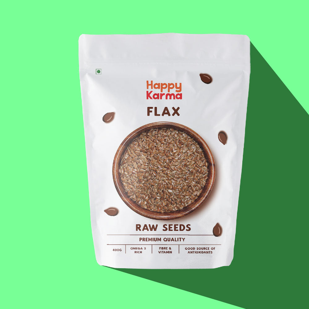 Happy Karma Raw Flax Seeds 400g | Alsi Seeds | Seeds for weight loss | 100% natural | Seeds for better hair |