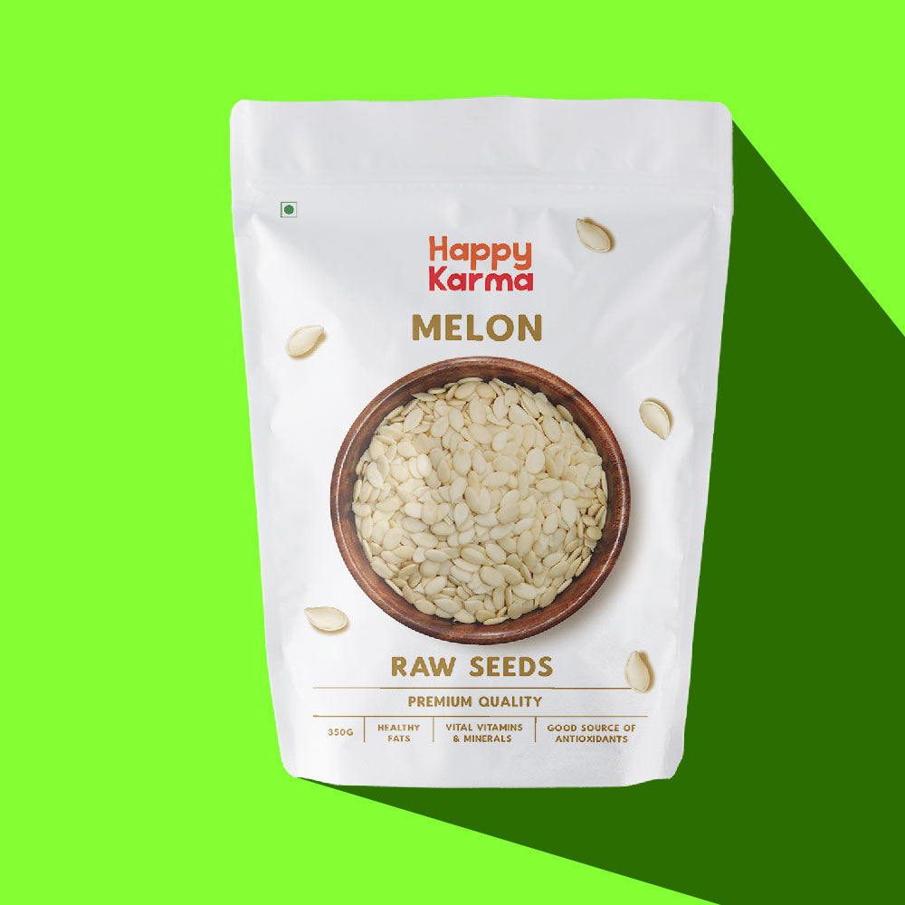 Happy Karma Melon Seeds 350g | Kharbhuja Beej | Healthy Snacks | Rich in Protien | Edible Raw and Organic Seeds